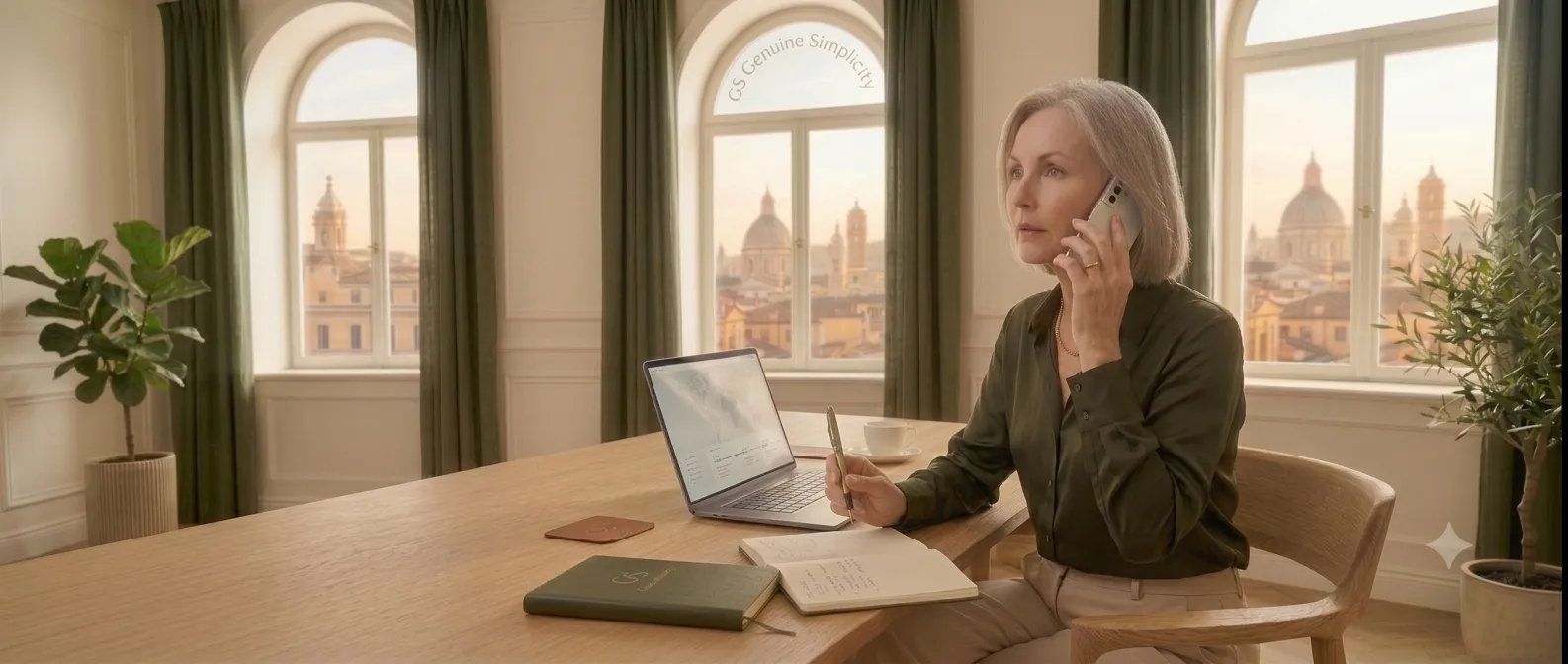 A coordinator on a call, taking notes on what a client needs